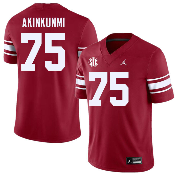 Men #75 Daniel Akinkunmi Oklahoma Sooners 2024 SEC Conference College Football Jerseys-Throwback